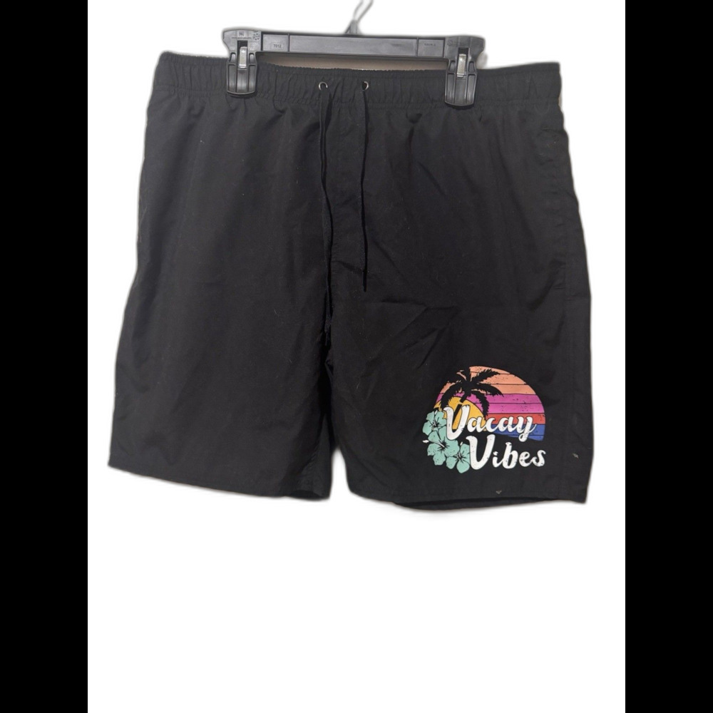Outdoor Oasis Shorts Black With “Vacay Vibes”